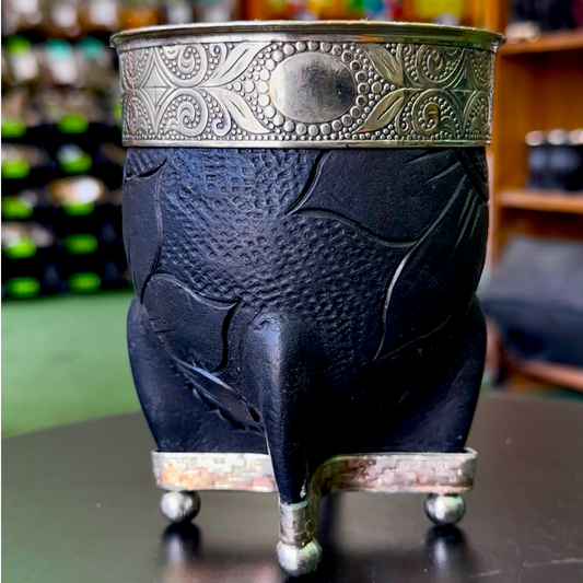 Mate Imperial Dibujado Cincelado con apliques, botita completa de alpaca